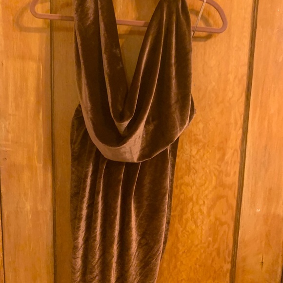 Naked Wardrobe Brown Velvet Backless Dress - Med - Picture 4 of 7